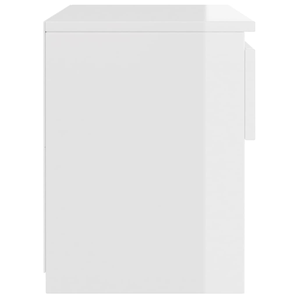 vidaXL Mesa de cabeceira 40x30x39 cm contraplacado branco brilhante