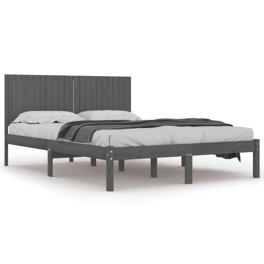 vidaXL Estrutura de cama 200x200 cm pinho maciço cinzento