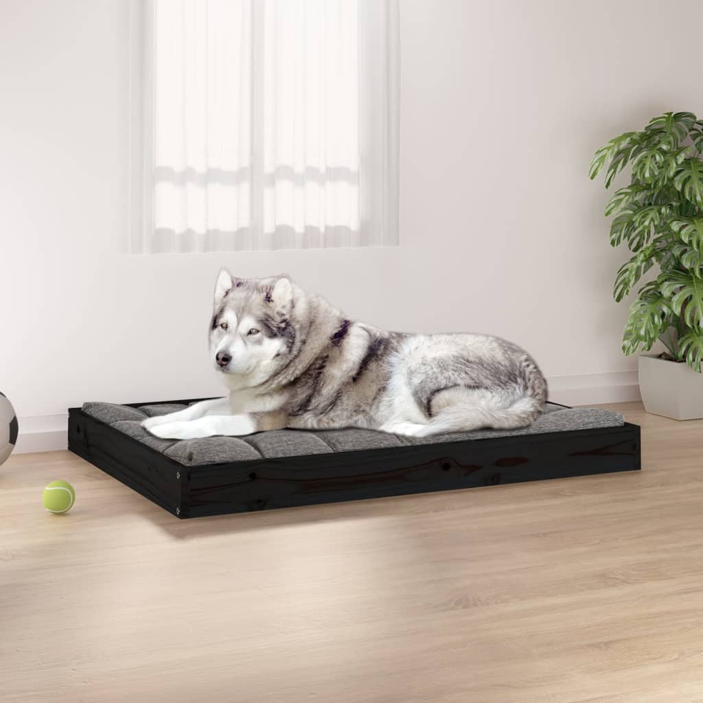 vidaXL Cama para cães 101,5x74x9 cm madeira de pinho maciça preto