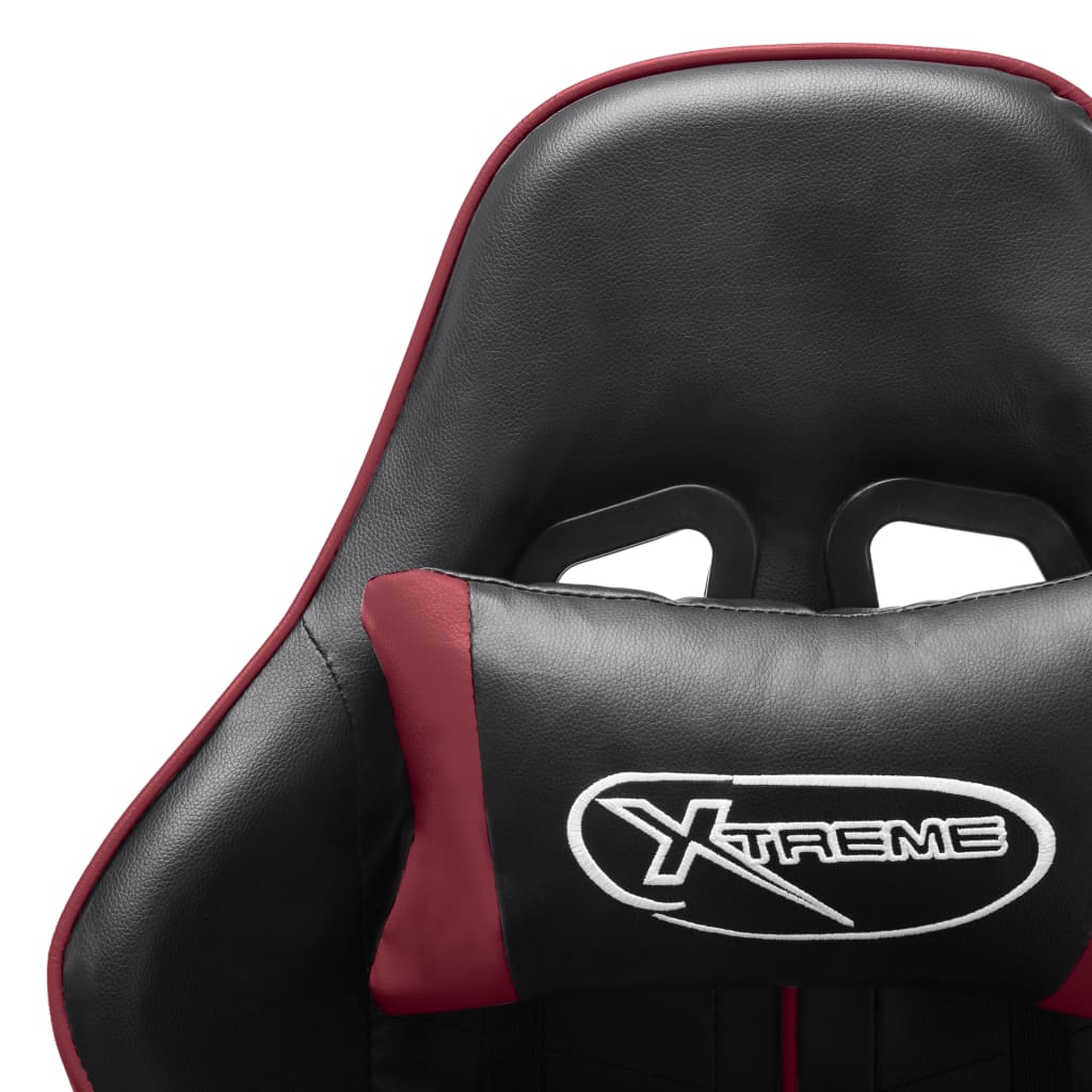 vidaXL Cadeira de gaming couro artificial preto e vermelho tinto