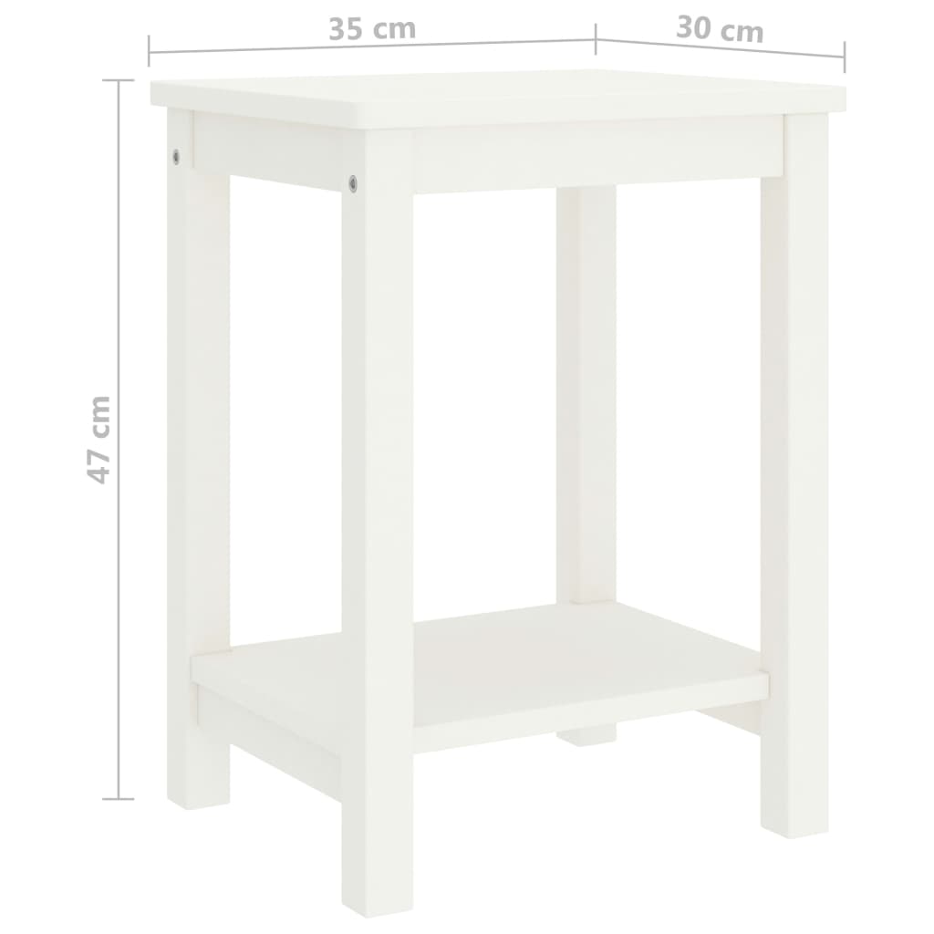 vidaXL Mesa de cabeceira 35x30x47 cm madeira de pinho maciça branco