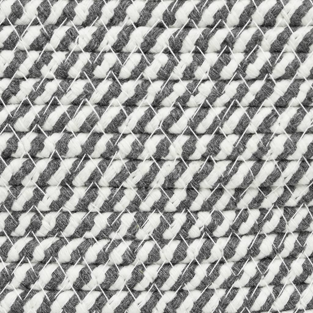 vidaXL Cesto de arrumação Ø45x25 cm algodão cinzento e branco