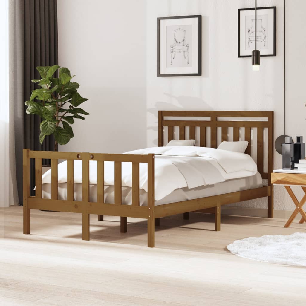 vidaXL Estrutura de cama 120x200 cm madeira maciça castanho mel