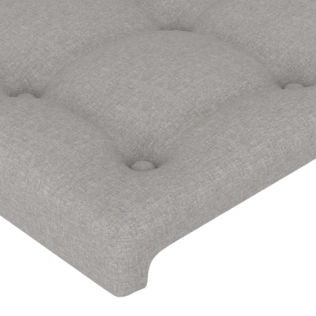 vidaXL Cabeceira de cama c/ abas tecido 83x16x118/128cm cinzento-claro