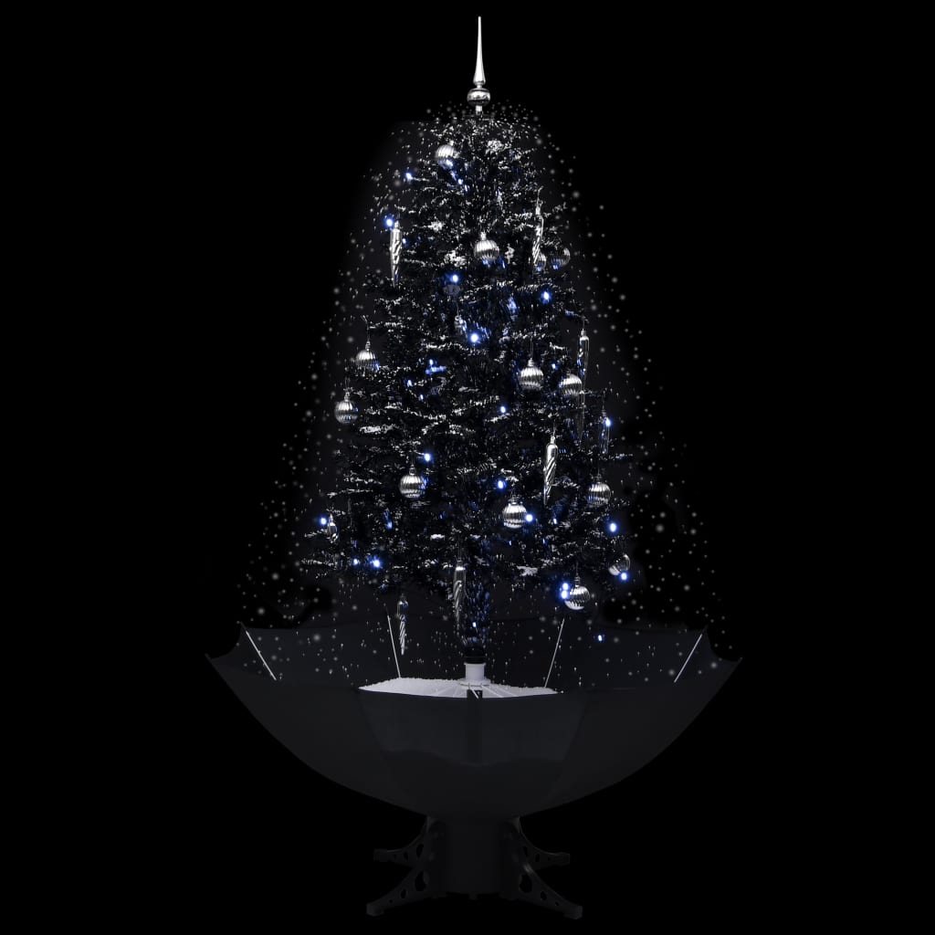 vidaXL Árvore Natal c/ neve base formato guarda-chuva 170 cm PVC preto