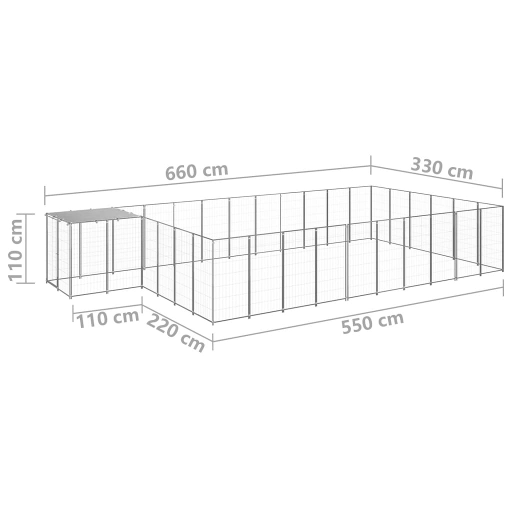 vidaXL Canil 19,36 m² aço prateado