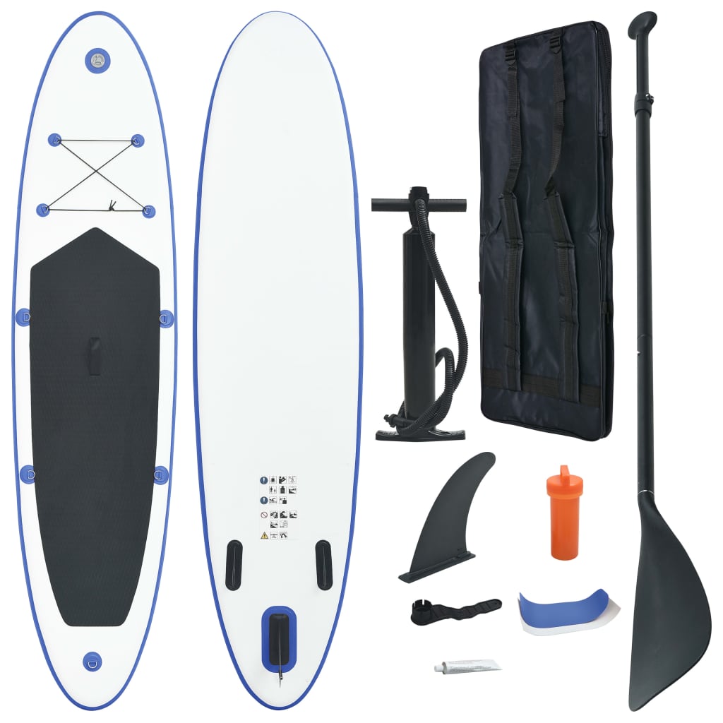 vidaXL Prancha de paddle SUP insuflável azul e branco