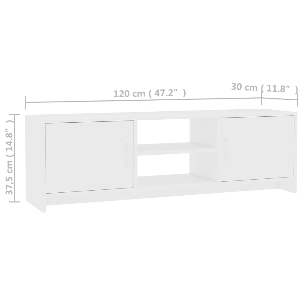 vidaXL Móvel de TV 120x30x37,5 cm contraplacado branco
