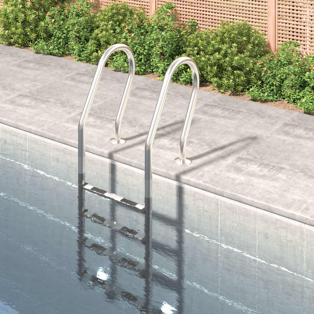 vidaXL Escada de piscina 54x38x184,5 cm 304 aço inoxidável