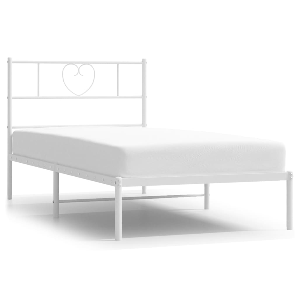 vidaXL Estrutura de cama com cabeceira 75x190 cm metal branco
