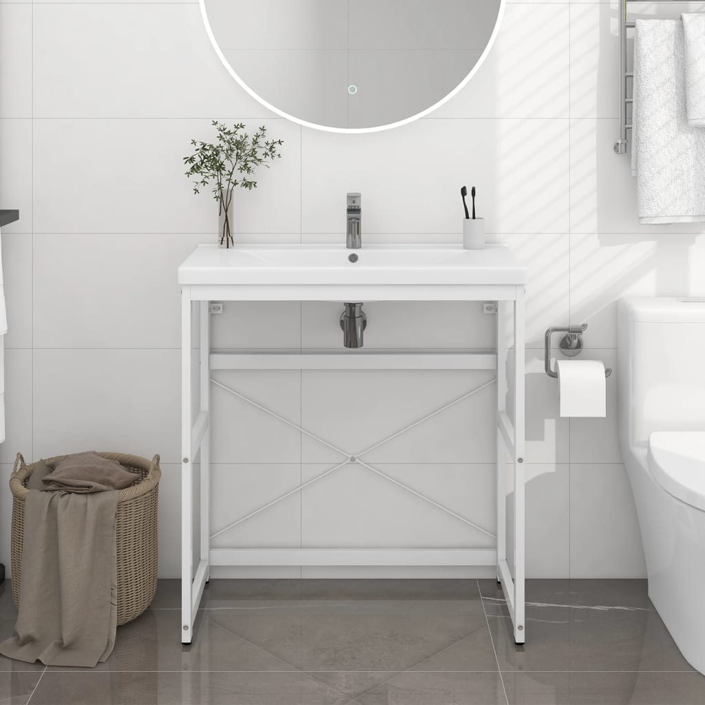 vidaXL Estrutura p/ lavatório casa de banho ferro 79x38x83 cm branco