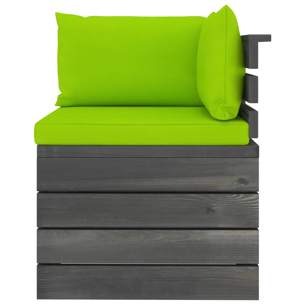 vidaXL 7 pcs conjunto lounge de paletes + almofadões madeira de pinho