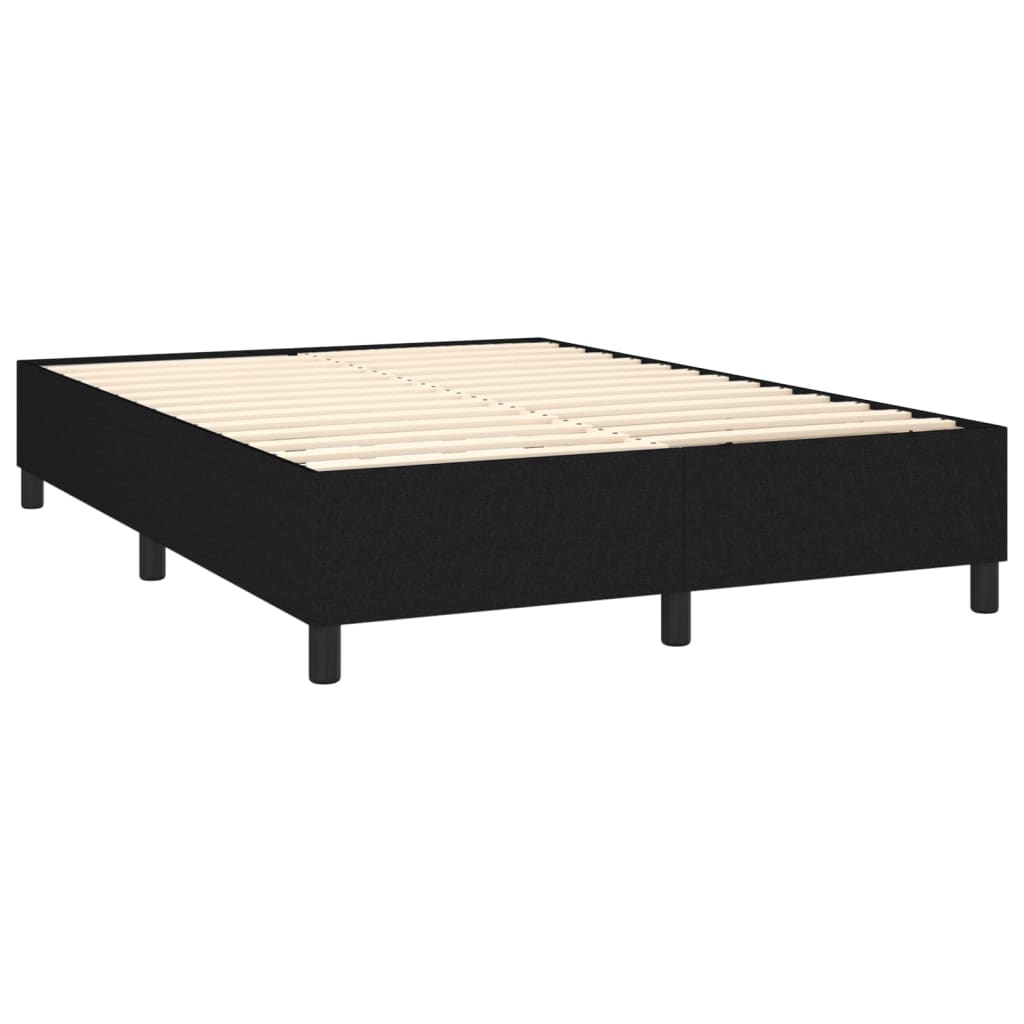 vidaXL Estrutura de cama com molas 140x190 cm tecido preto