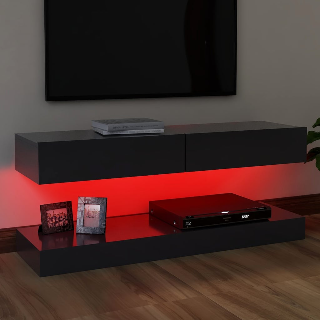 vidaXL Móvel de TV com luzes LED 120x35 cm cinzento