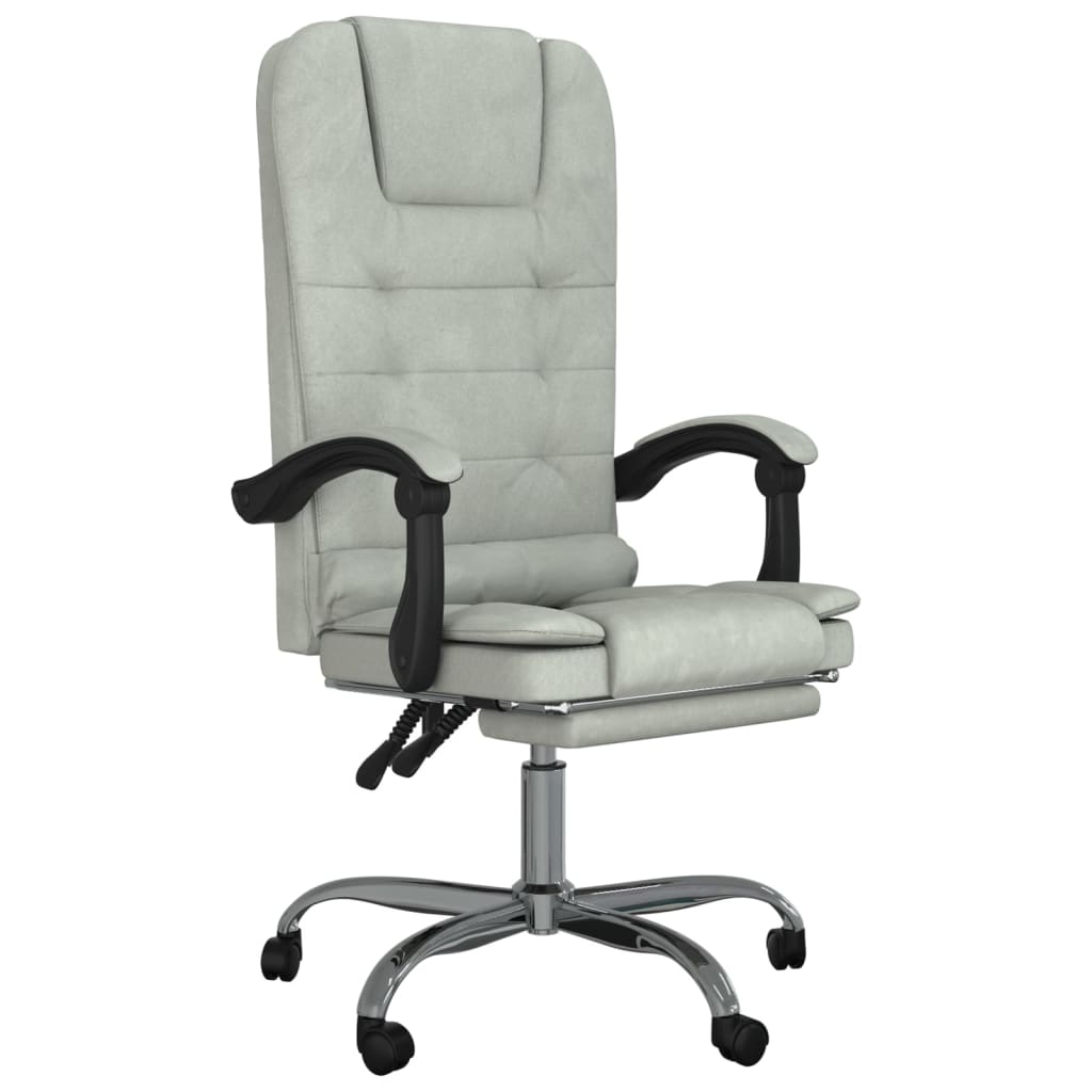 vidaXL Cadeira massagens reclinável escritório veludo cinzento-claro