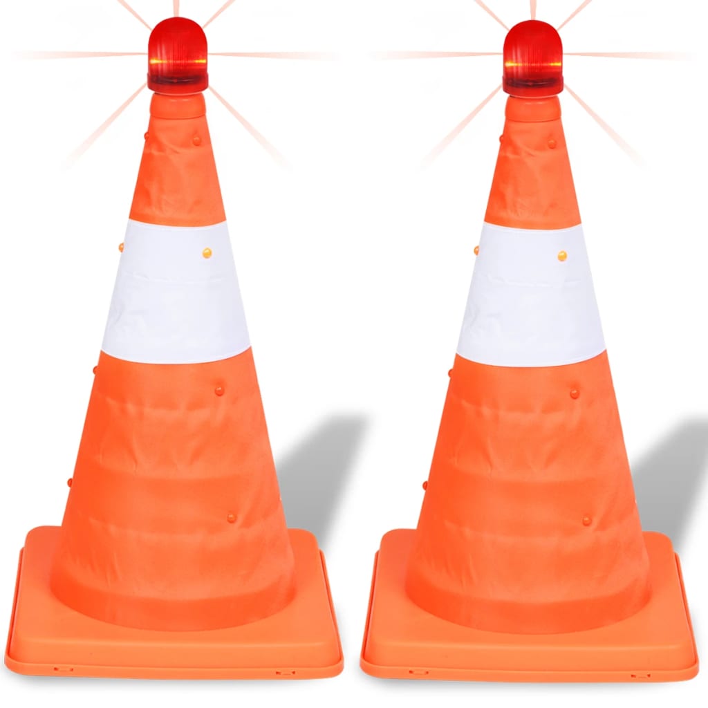 2 cones de sinalização pop-up com LED intermitente 42 cm