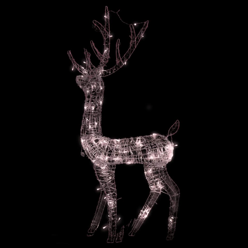 vidaXL Rena decorativa de Natal 140 LEDs 120 cm acrílico branco quente