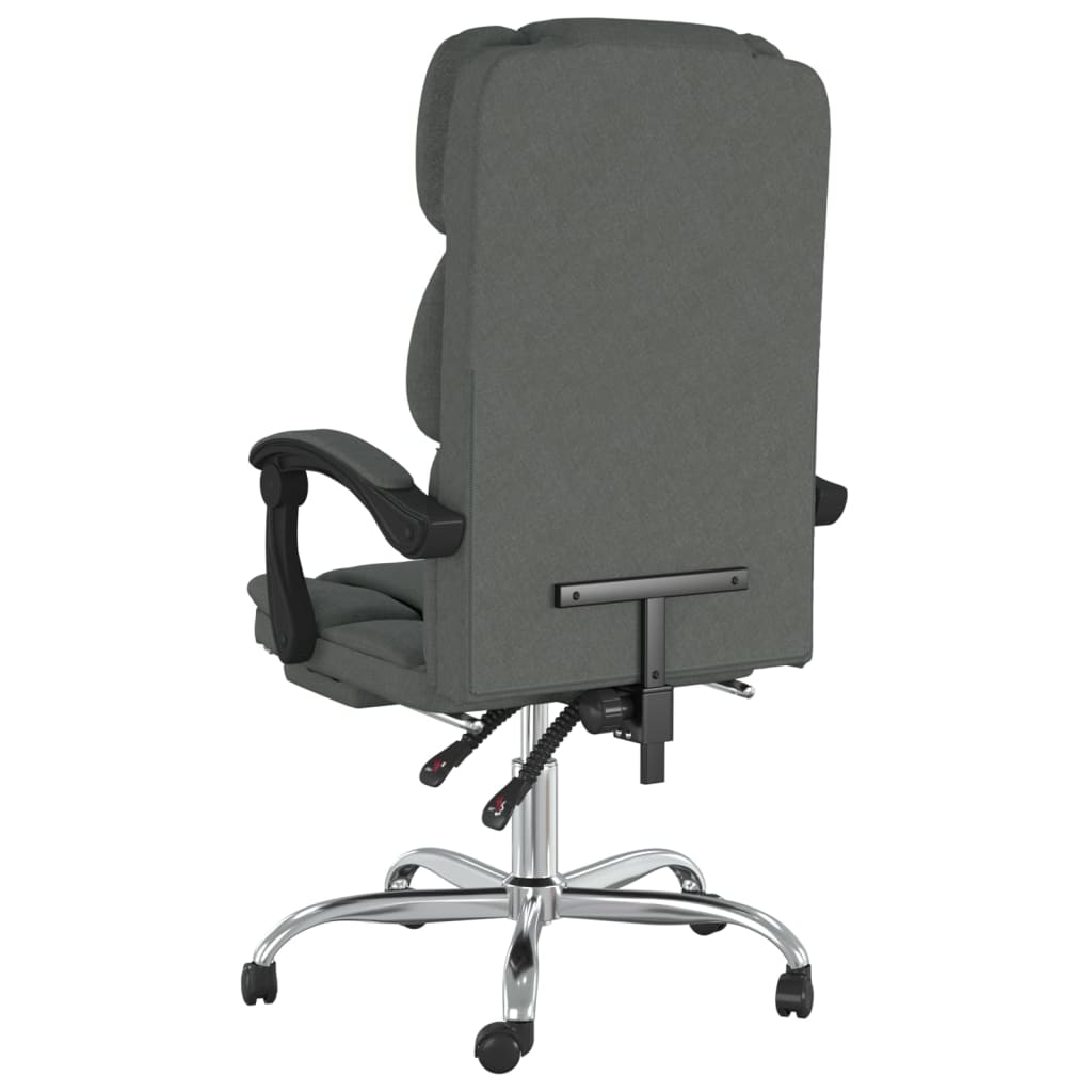 vidaXL Cadeira de escritório reclinável tecido cinzento-escuro