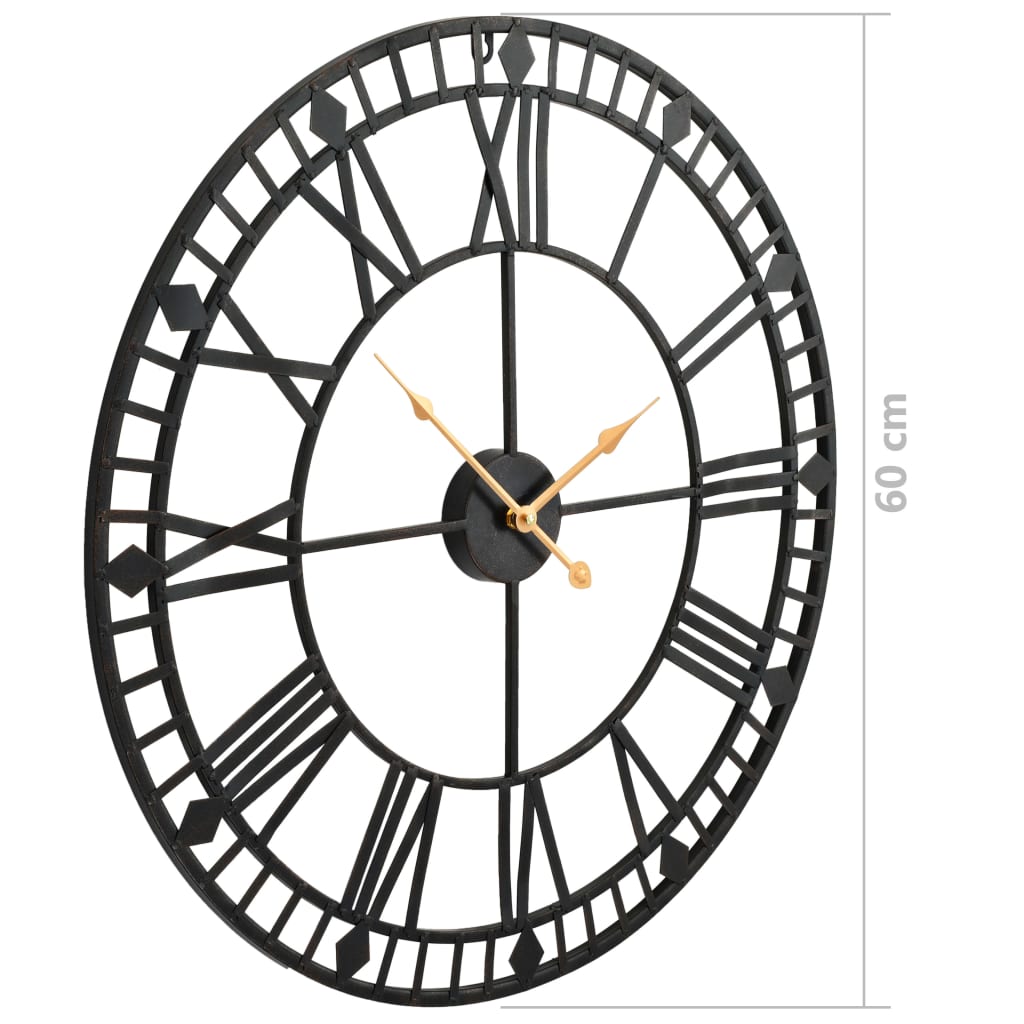 vidaXL Relógio de parede vintage c/ movimento quartzo metal 60 cm XXL