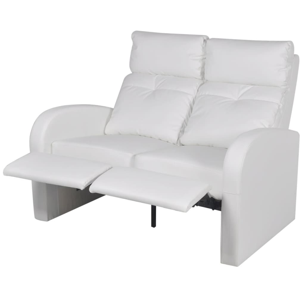 vidaXL Poltrona reclinável de 2 lugares couro artificial branco