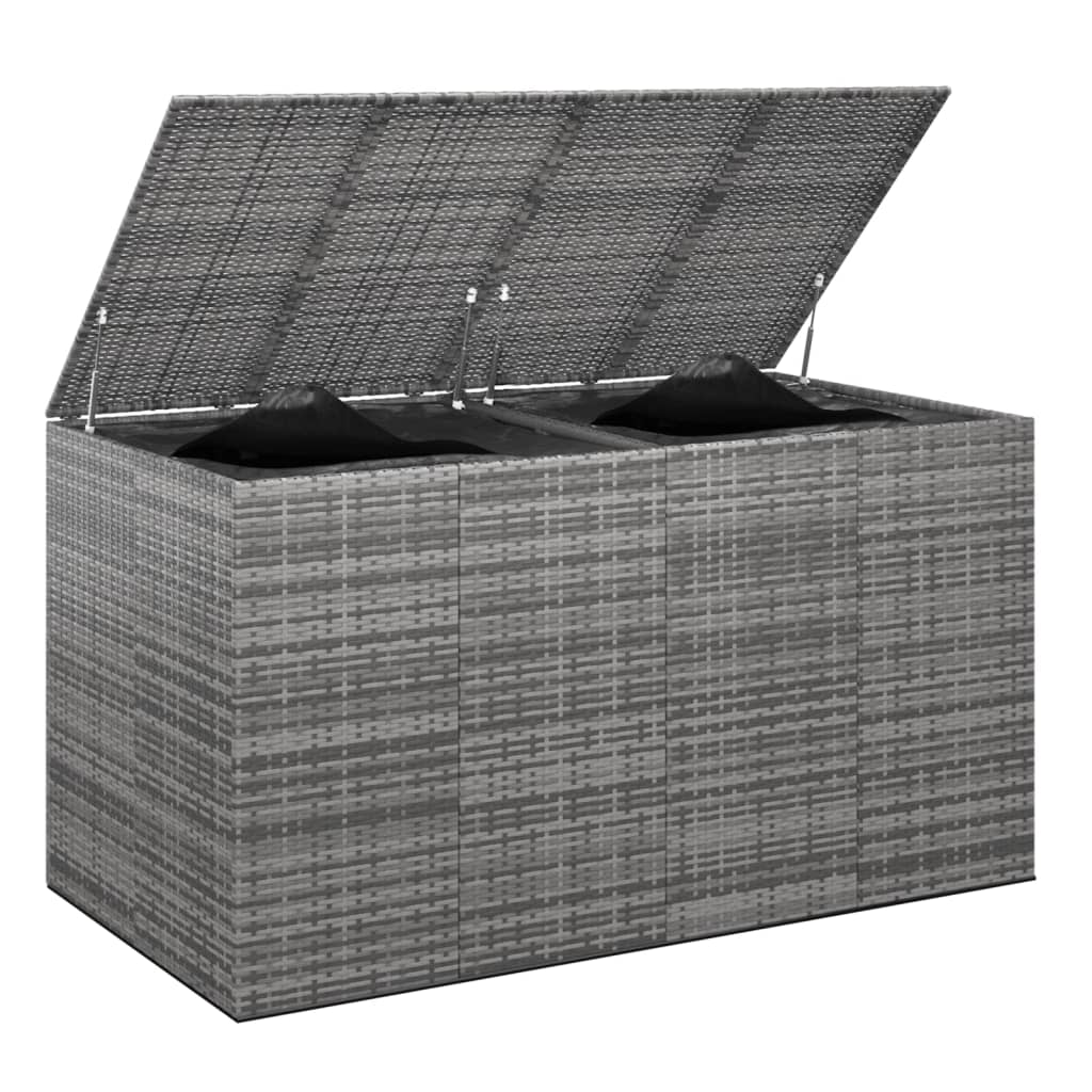 vidaXL Caixa para almofadões de jardim 194x100x103 cm vime PE cinzento