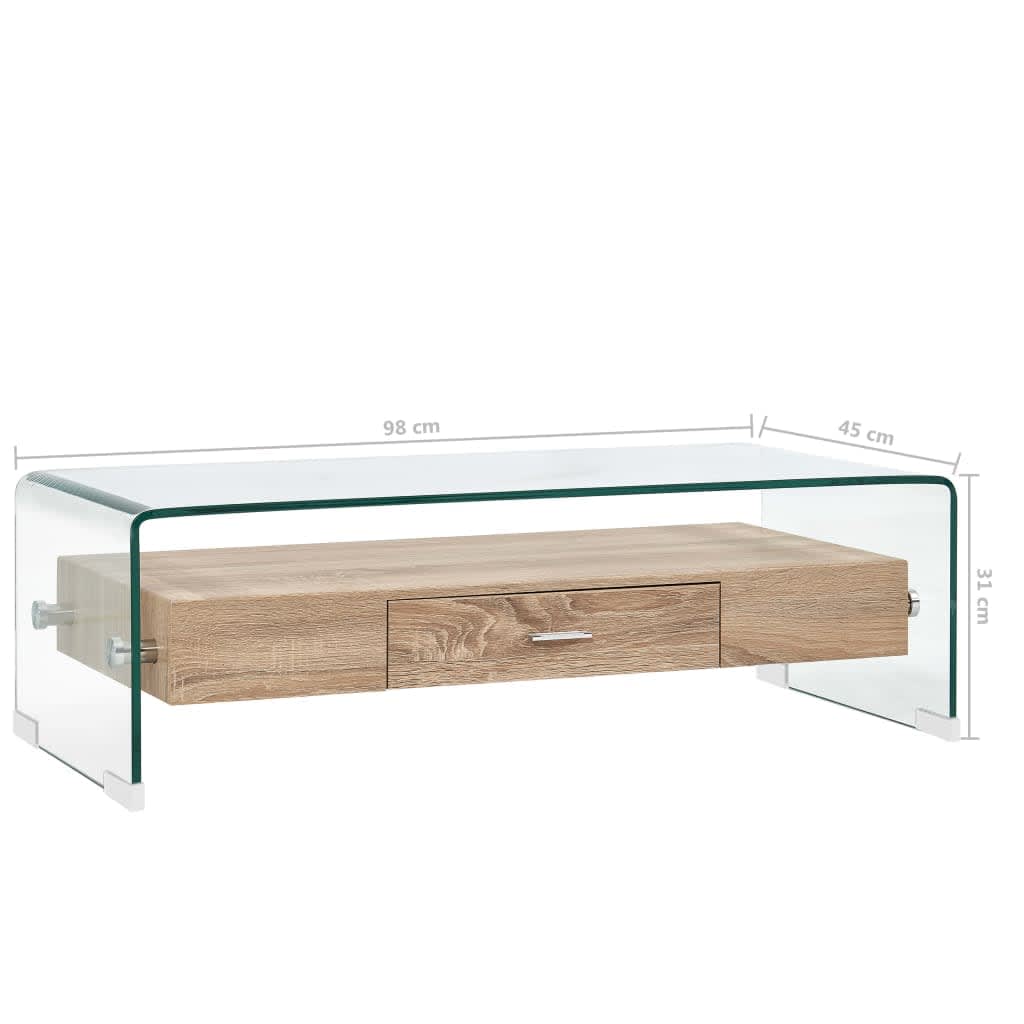 vidaXL Mesa de centro 98x45x31 cm vidro temperado transparente