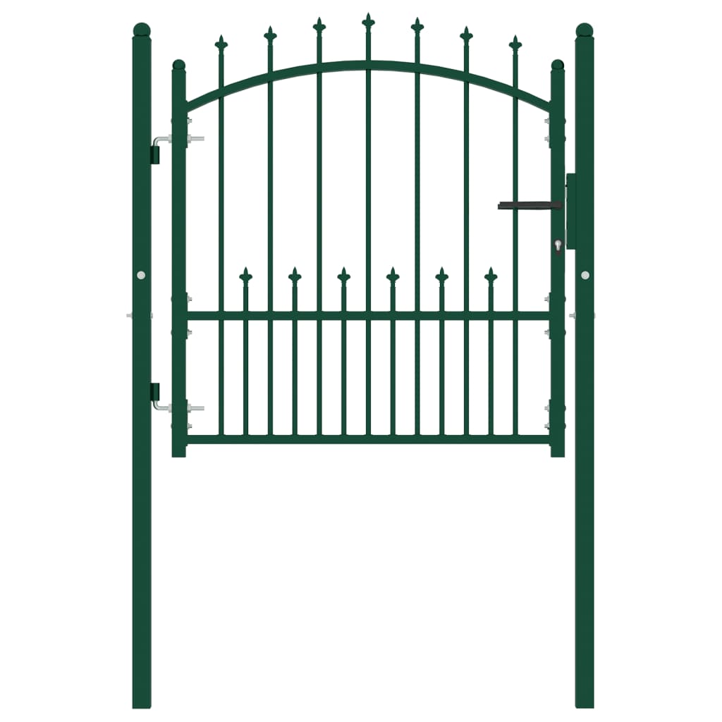 vidaXL Portão para cerca com espetos 100x100 cm aço verde