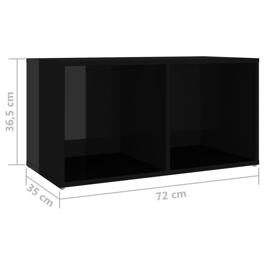 vidaXL Móveis de TV 2 pcs 72x35x36,5 cm contraplacado preto brilhante