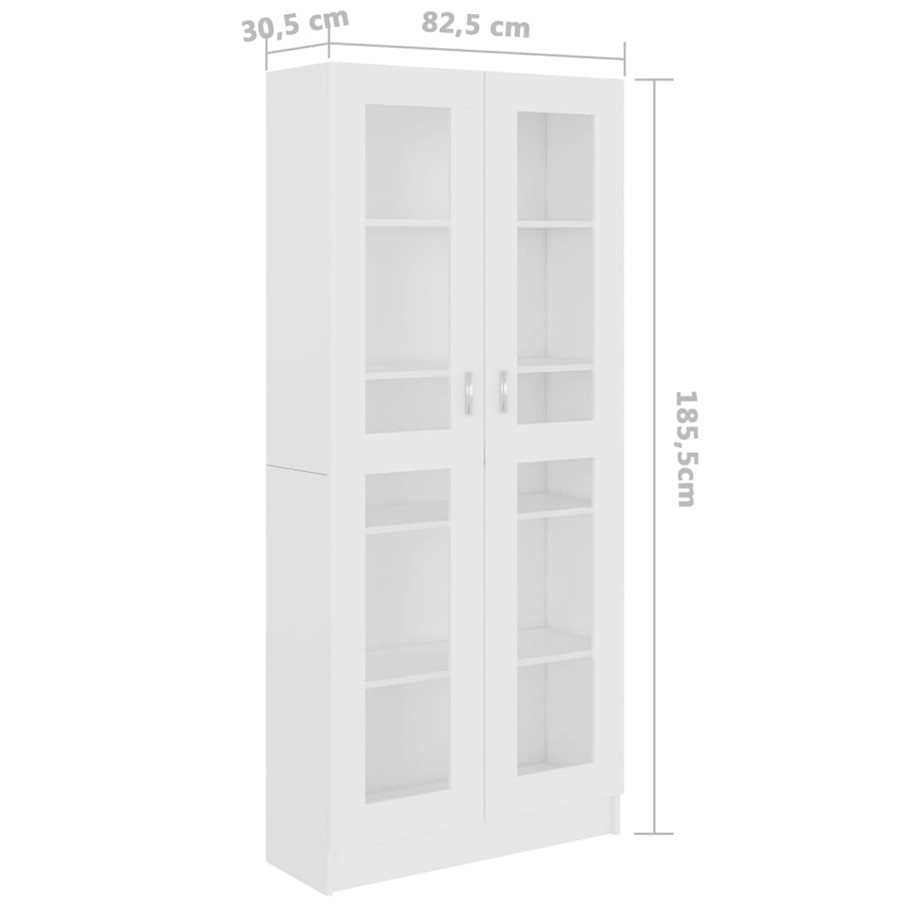 vidaXL Armário vitrine 82,5x30,5x185,5cm contraplacado branco