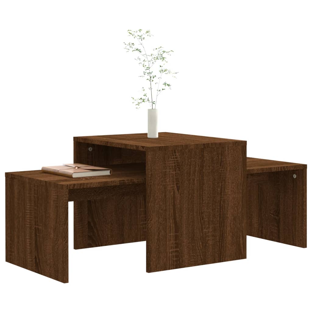 vidaXL Conjunto mesas centro 100x48x40 cm madeira processada castanho