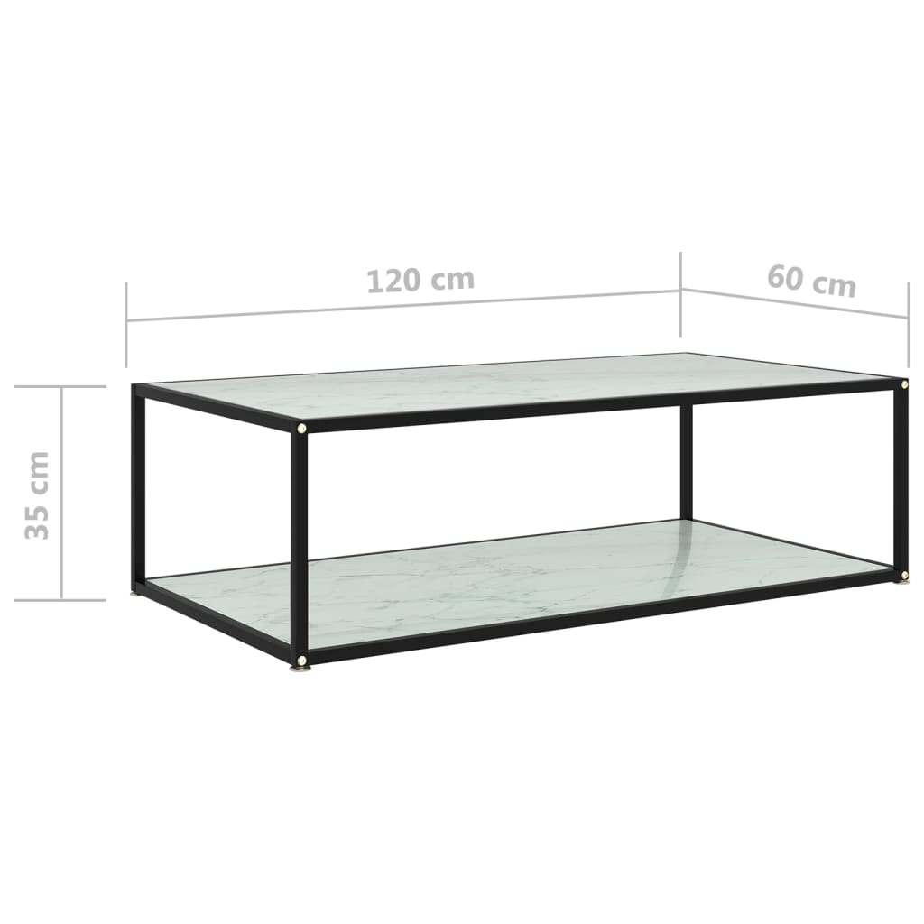 vidaXL Mesa de centro 120x60x35 cm vidro temperado branco