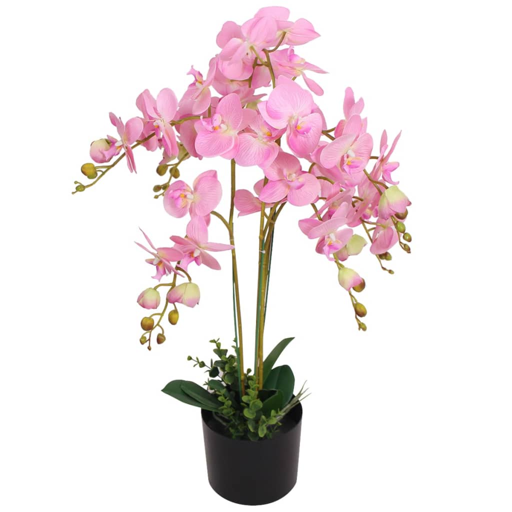 vidaXL Planta orquídea artificial com vaso 75 cm rosa