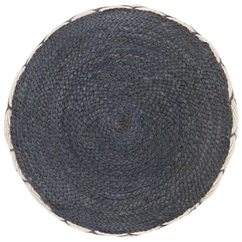 vidaXL Pufe tricotado/entrançado em algodão e juta 50x30 cm azul