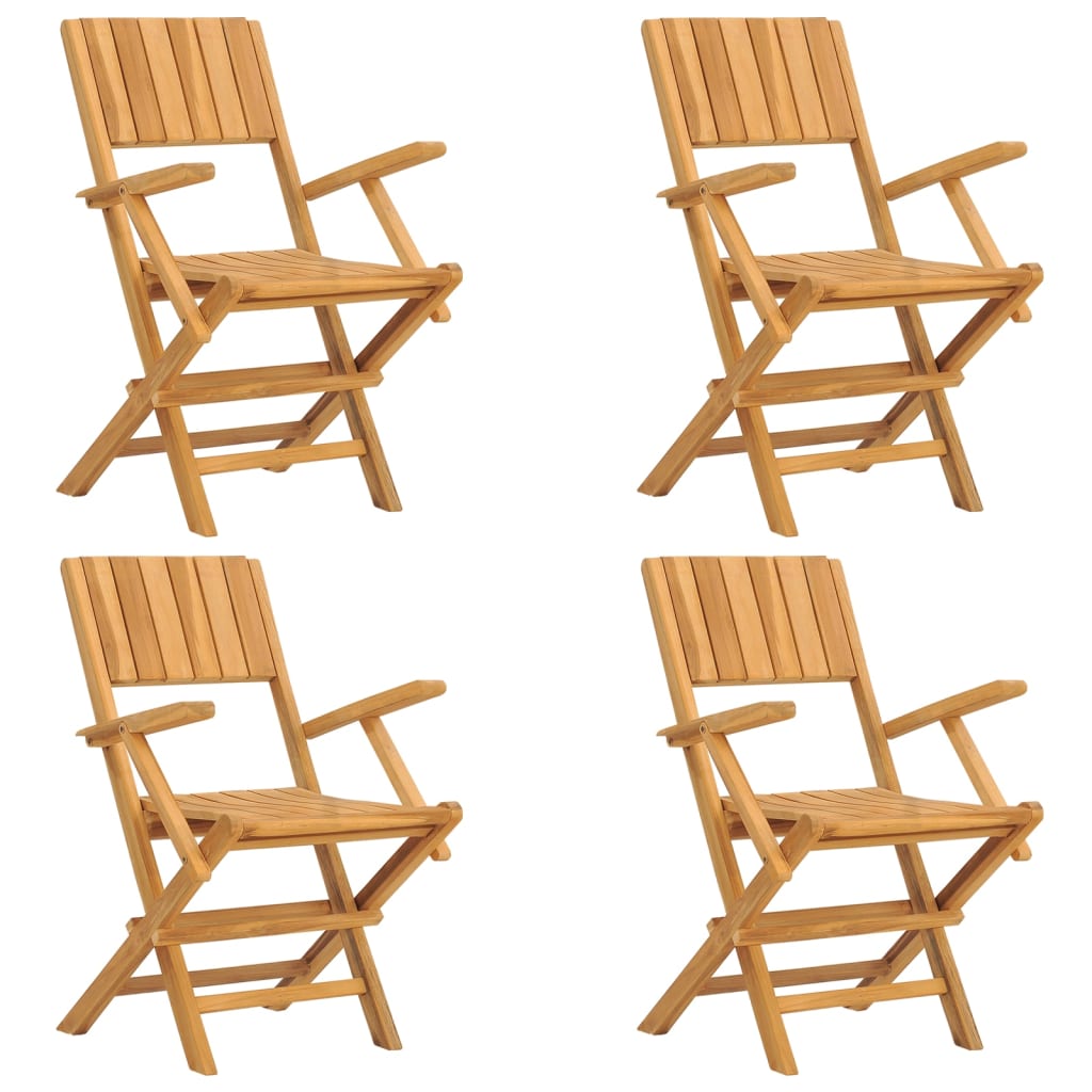 vidaXL Cadeiras de jardim dobráveis 4 pcs 55x61x90 cm teca maciça