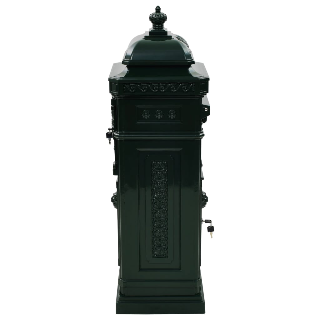 vidaXL Caixa correio coluna estilo vintage alumínio inoxidável verde