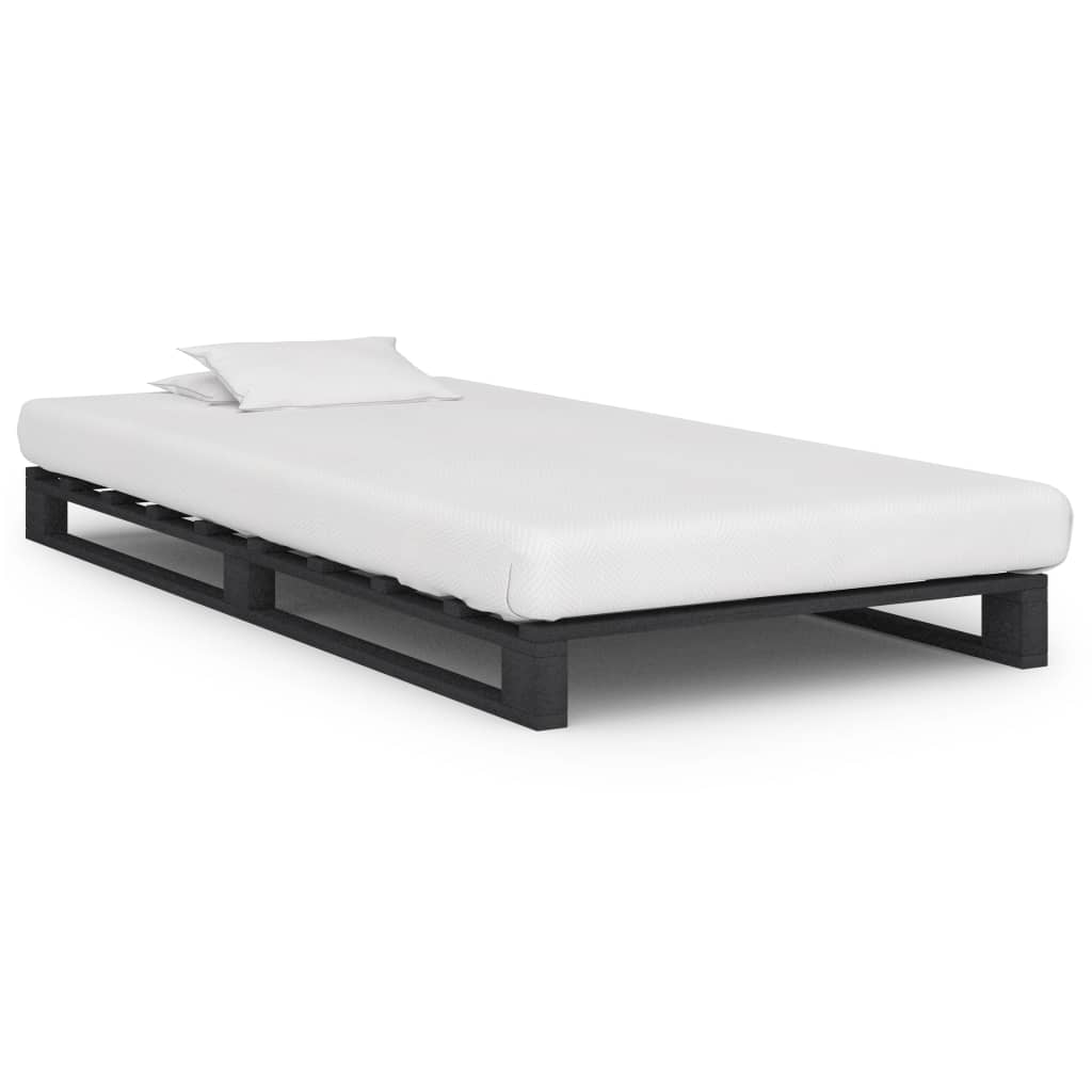 vidaXL Estrutura de cama em paletes pinho maciço 100x200 cm cinzento