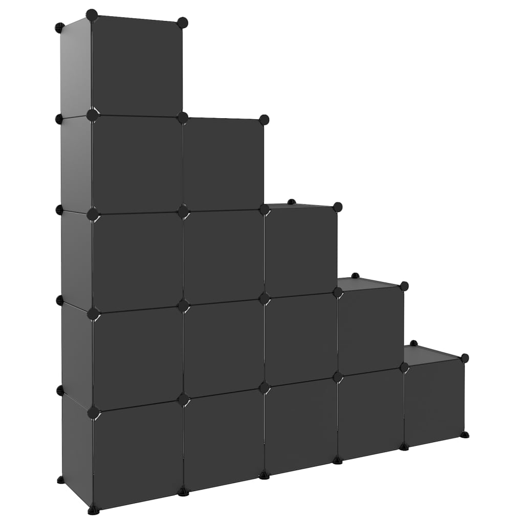 vidaXL Organizador de arrumação com 15 cubos e portas PP preto