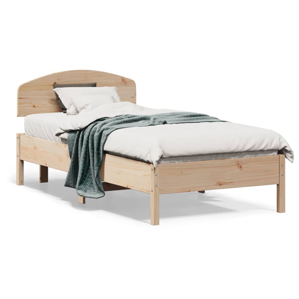 vidaXL Estrutura de cama com cabeceira 90x190 cm pinho maciço