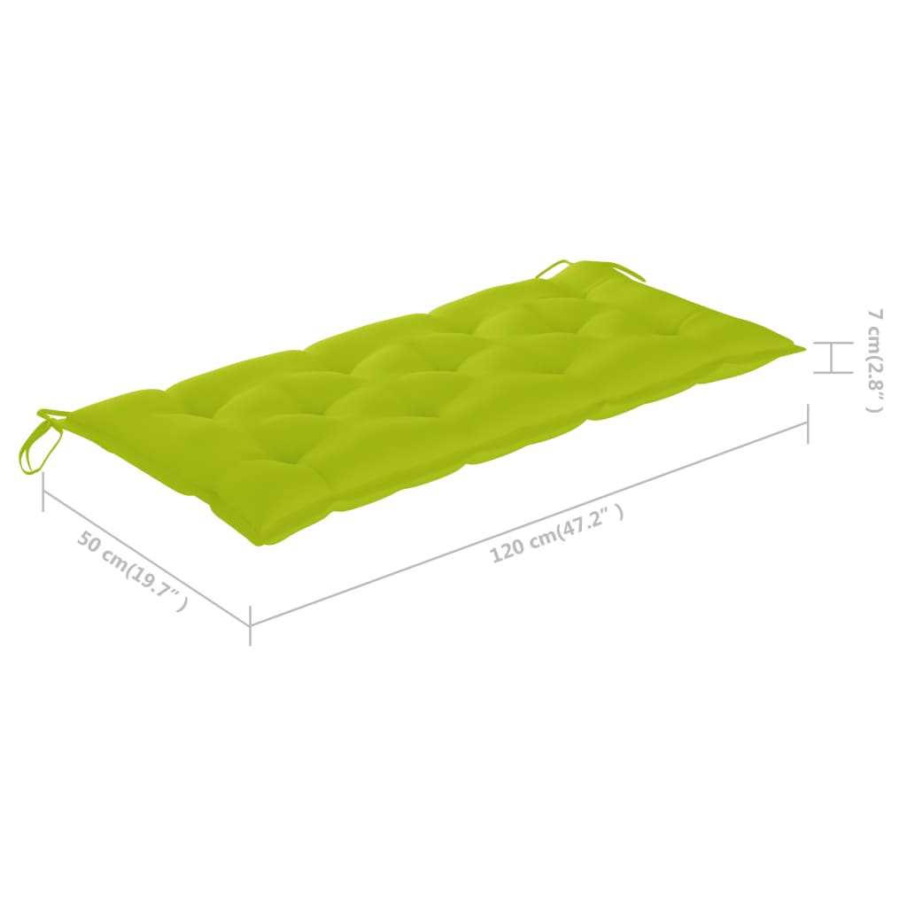 vidaXL Banco de baloiçar + almofadão verde brilhante 120cm teca maciça