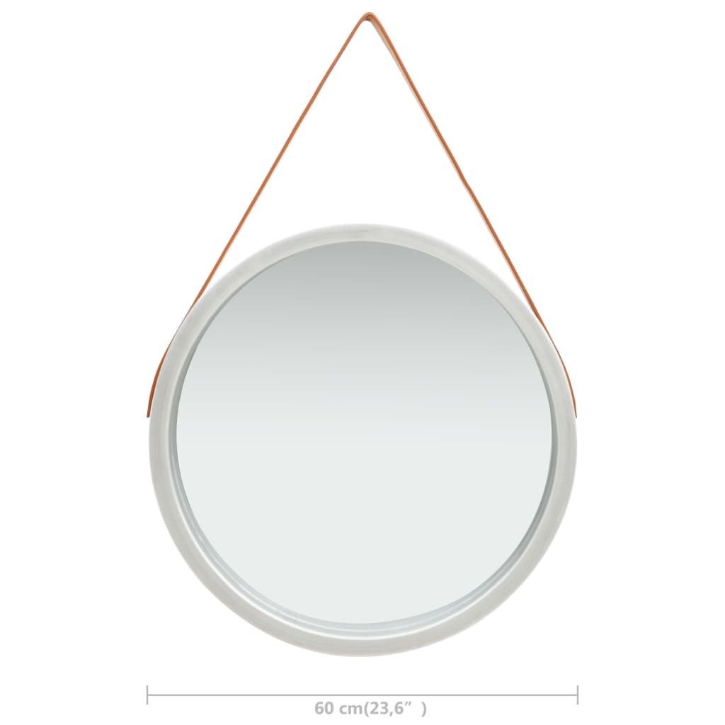 vidaXL Espelho de parede com alça 60 cm prateado