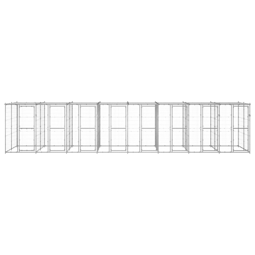 vidaXL Canil de exterior com telhado 19,36 m² aço galvanizado
