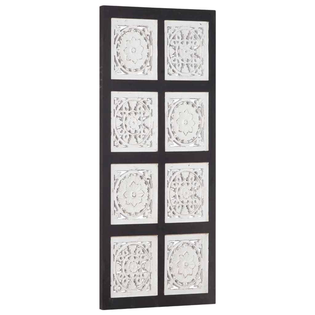 vidaXL Painel de parede esculpido à mão MDF 40x80x1,5 cm preto/branco