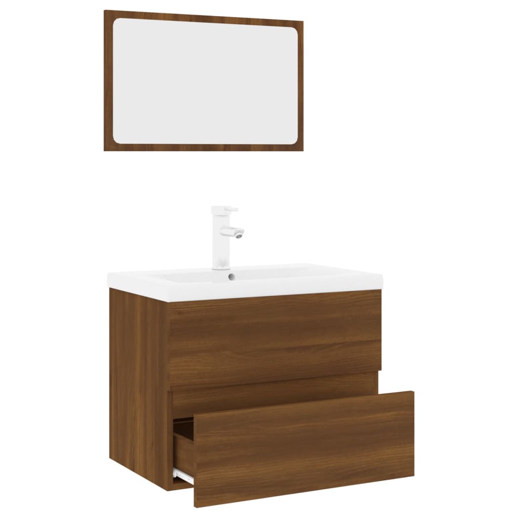 vidaXL Conj. móveis casa de banho derivados madeira carvalho castanho