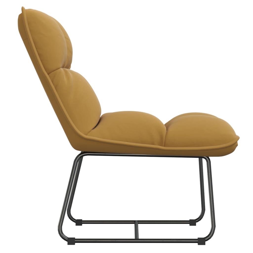 vidaXL Cadeira de lazer com estrutura de metal veludo castanho