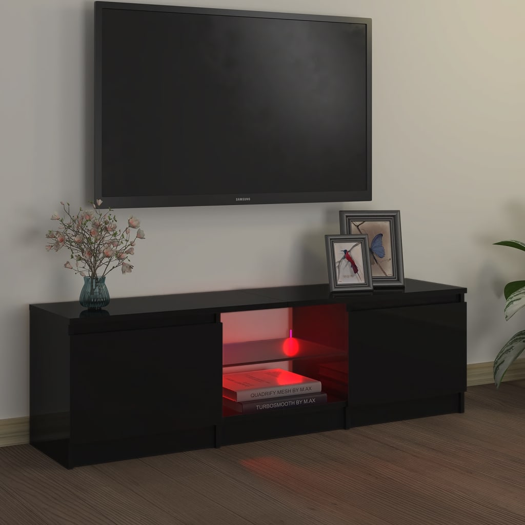 vidaXL Móvel de TV com luzes LED 120x30x35,5 cm preto