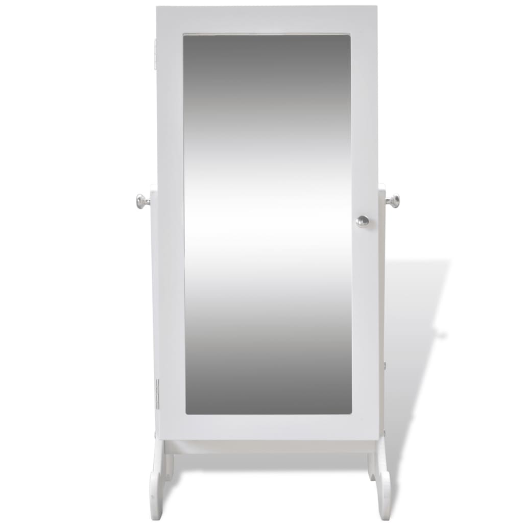 Armário branco de joalheria com LED e porta espelho