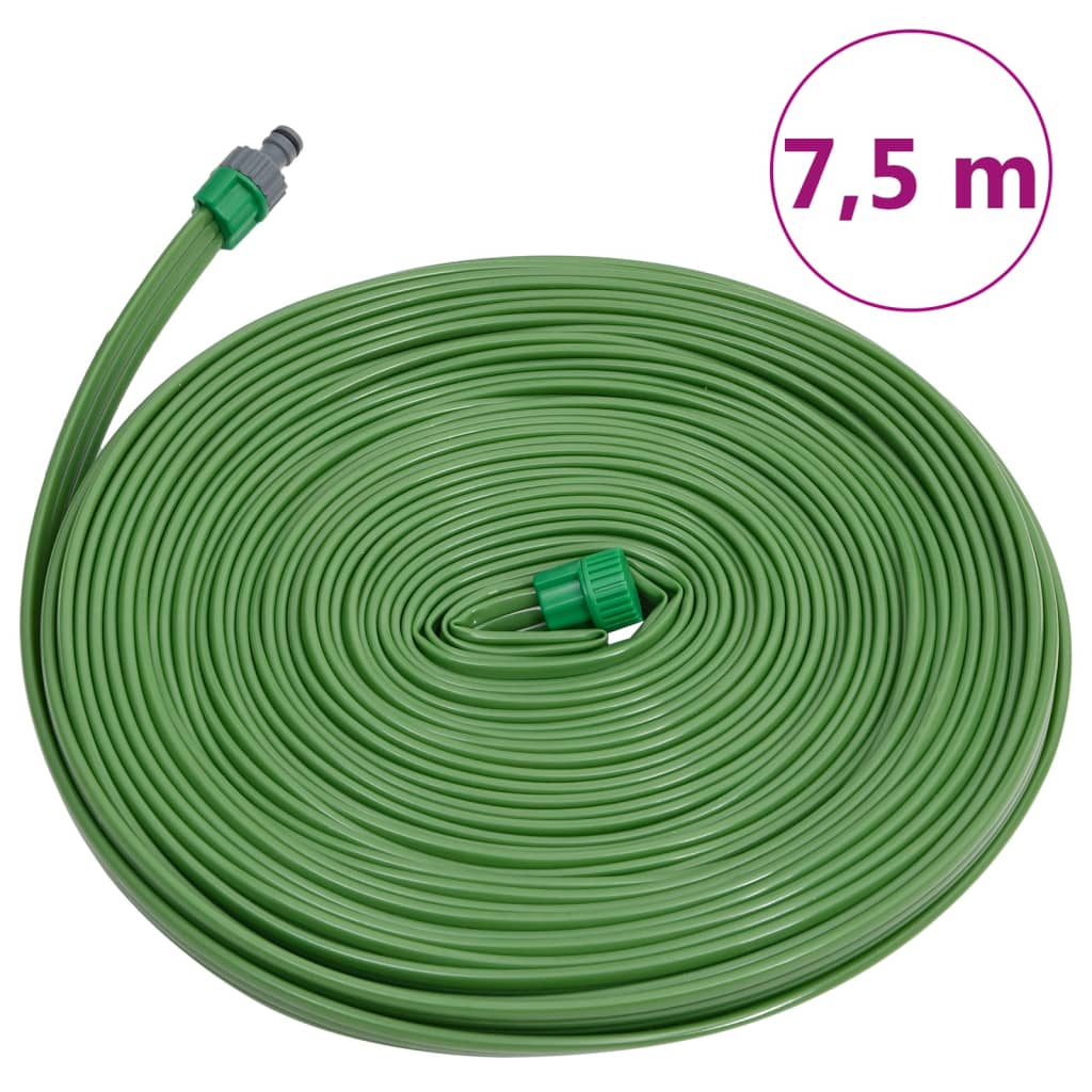 vidaXL Mangueira aspersora 3 tubos 7,5 m PVC verde
