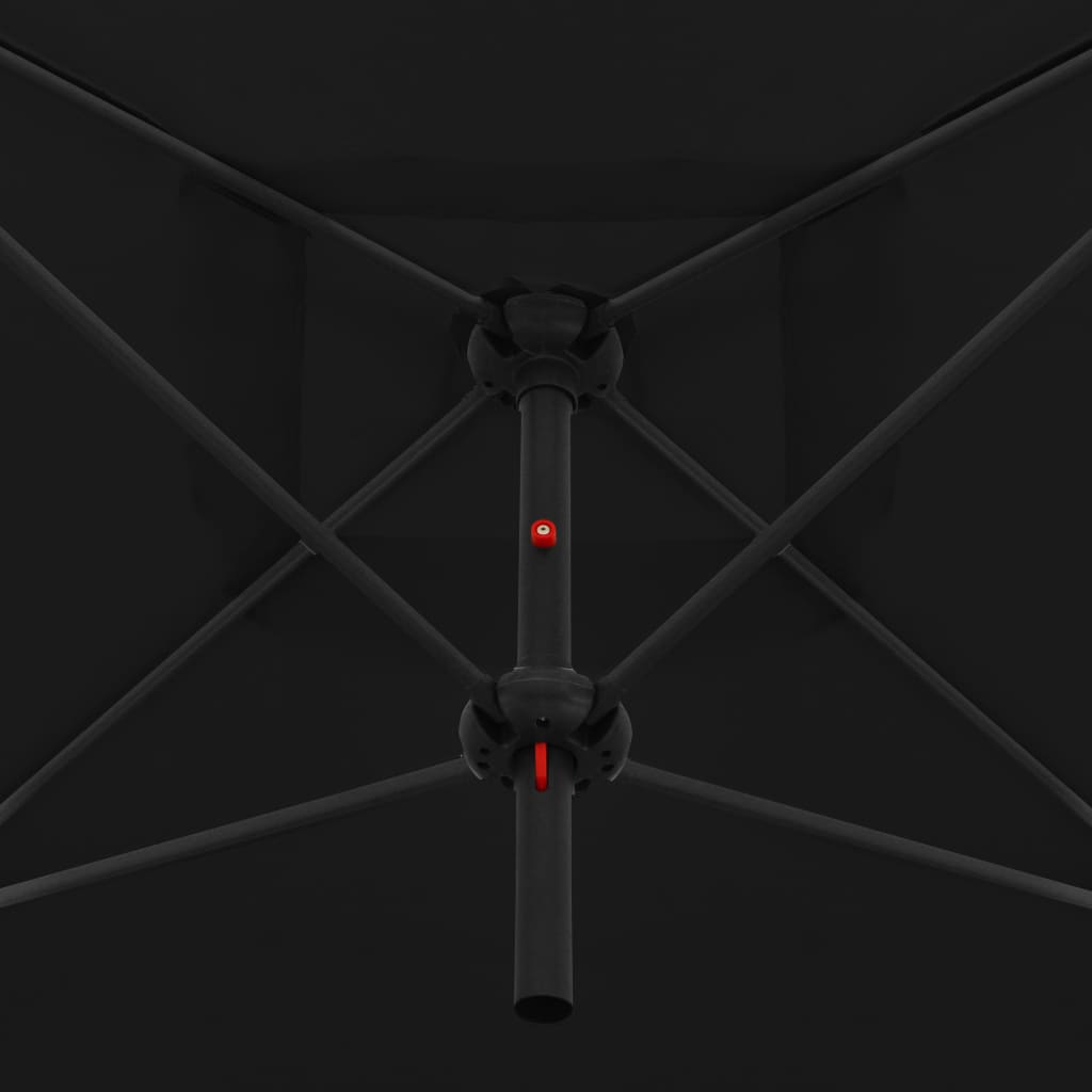 vidaXL Guarda-sol duplo com mastro de aço 250x250 cm preto