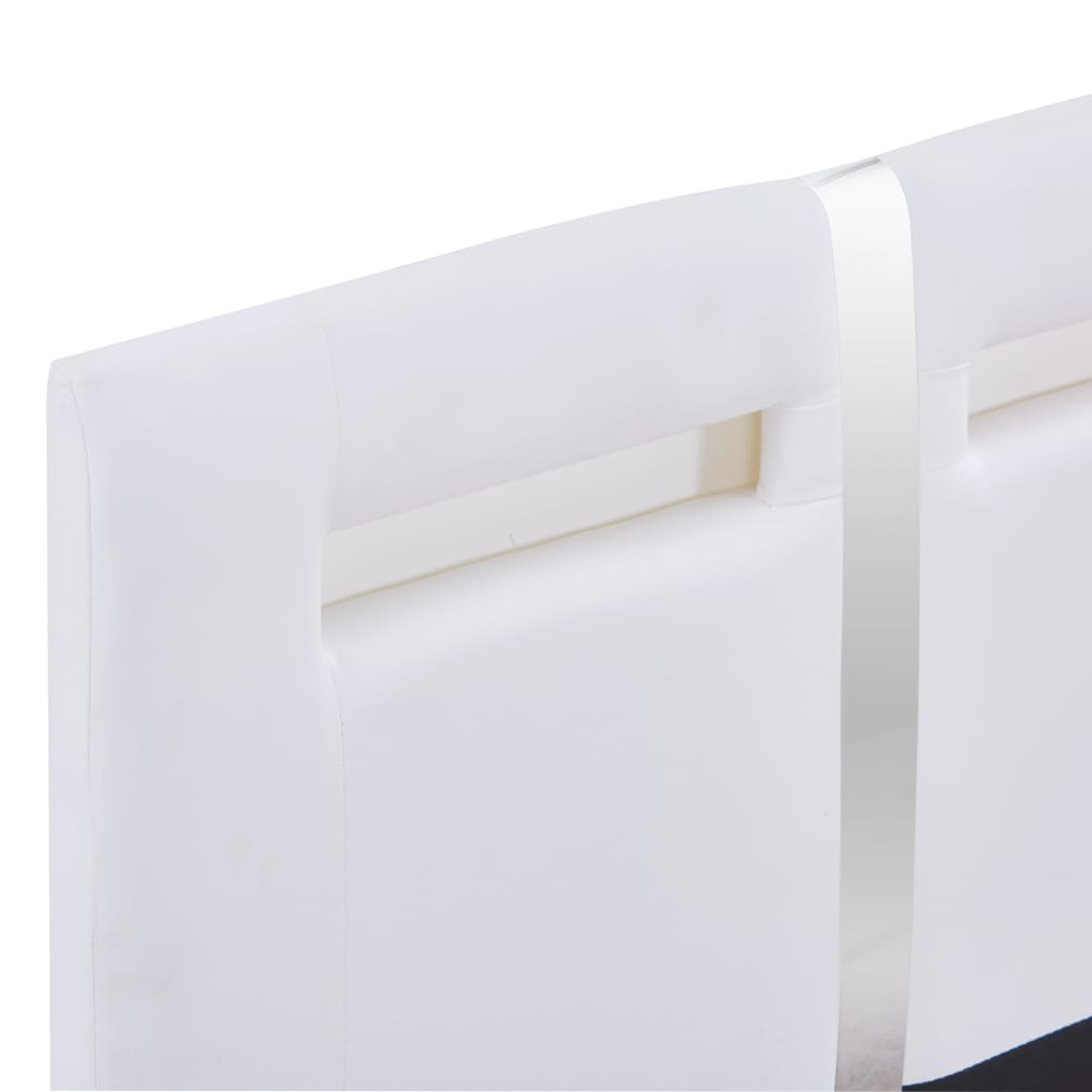 vidaXL Estrutura de cama c/ LEDs 90x200 cm couro artificial branco