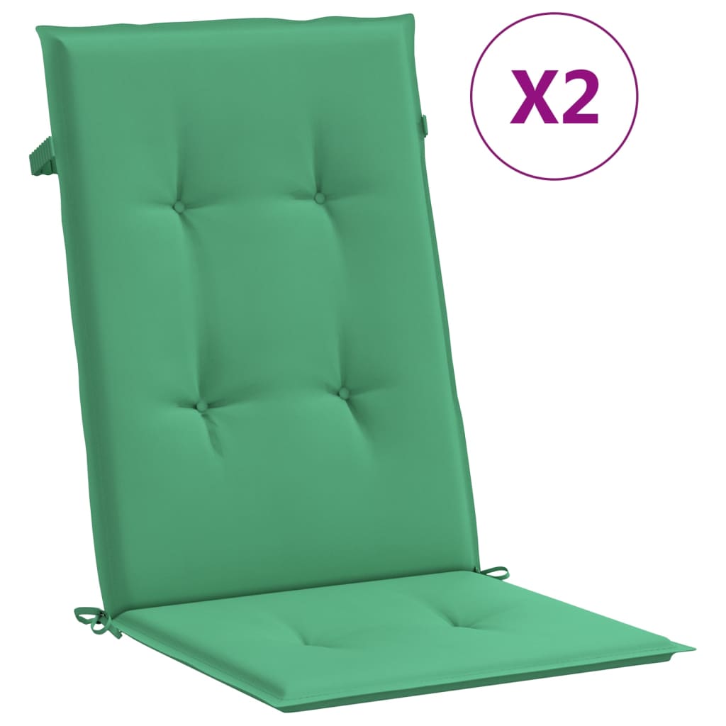 vidaXL Almofadões para cadeiras altas de jardim 2 pcs tecido verde